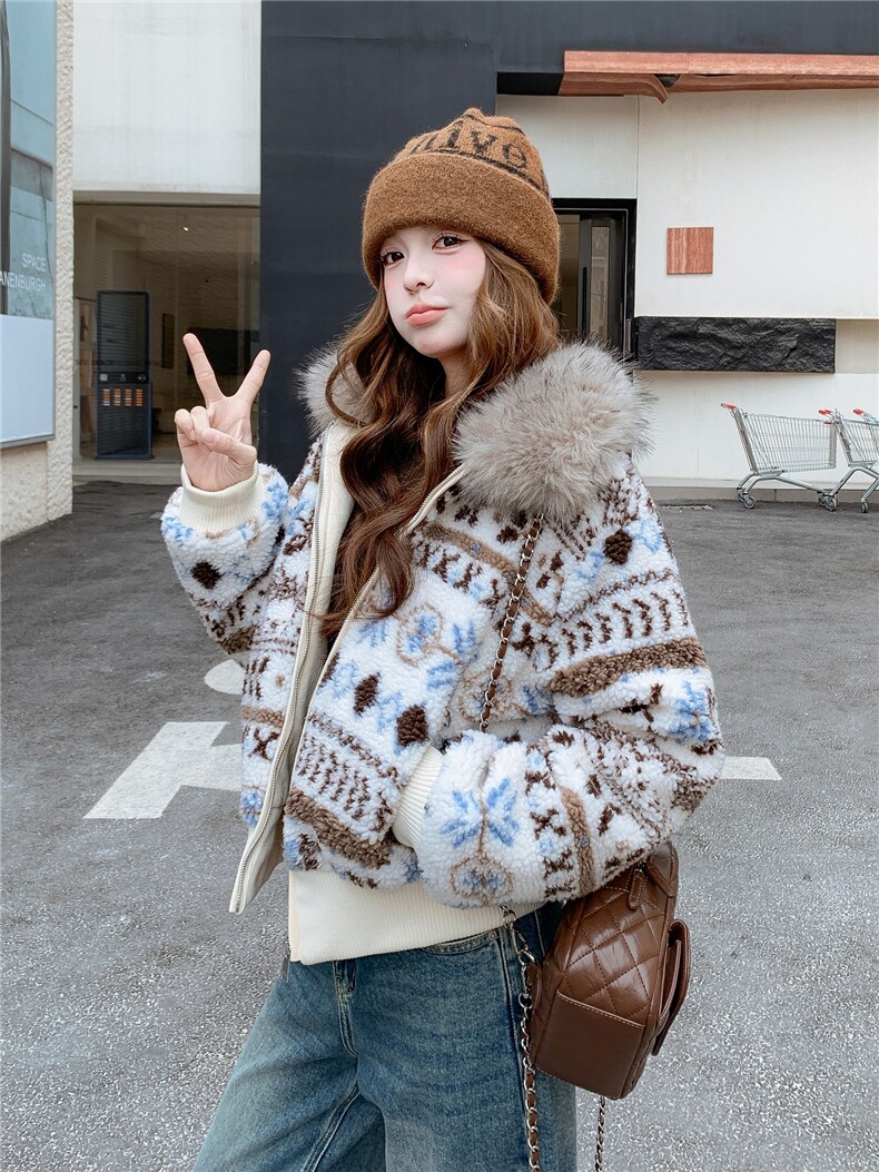 现货！放心推！费尔岛风大毛领羽绒服女2025新款女装白鸭绒外套,女装羽绒服,慧尚依恋