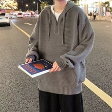 欧美高街华夫格连帽卫衣男女春秋潮复古痞帅休闲外套MZ277-P55，男装卫衣，星座1109-3