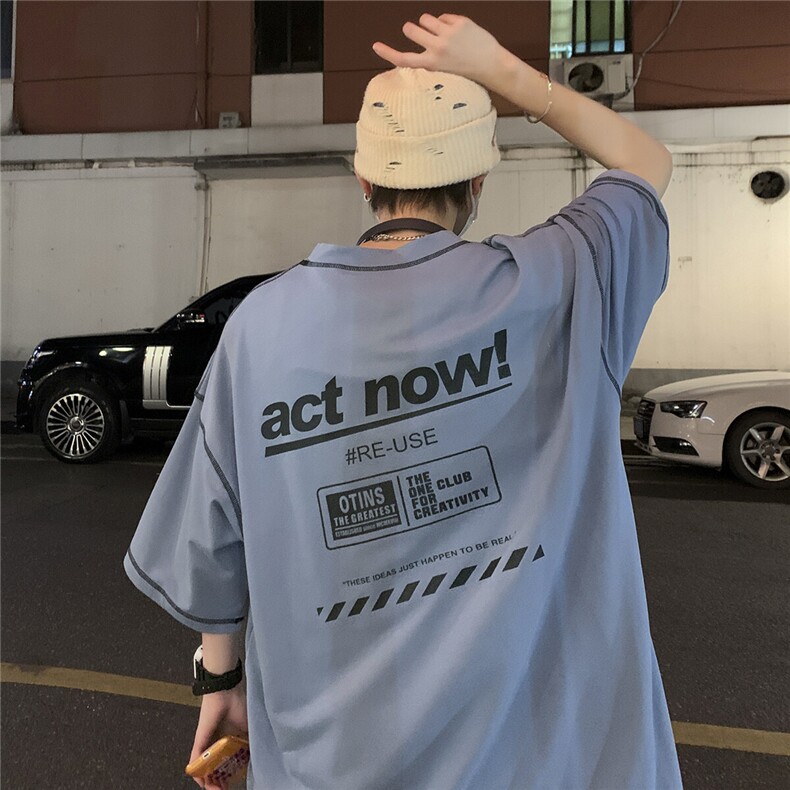 2025夏装新款中性异色车线印花宽松圆领短袖T恤T600/P2538,男装T恤,电商A148
