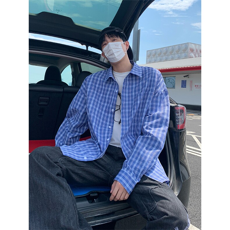 秋季新款格子衬衫男宽松休闲百搭高级感上衣C2269-特价36,男装衬衫,电商A007