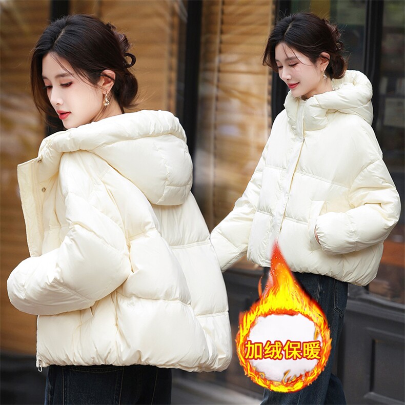 短款连帽羽绒服女2025年冬季新款小个子加厚保暖面包服白鸭绒外套,女装羽绒服,丽影随形