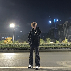 已授权美式vibe风裤子高街潮牌黑色微辣牛仔裤修身直筒痞帅长裤，男装牛仔裤，星座310A-4