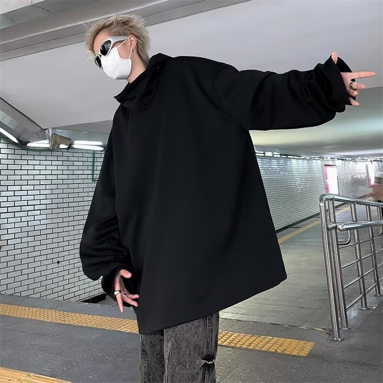 立领小众连帽卫衣男套头宽松百搭休闲上衣春秋情侣帽衫Q40/P52,男装卫衣,星座506