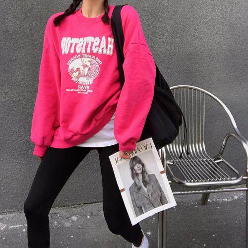 亮色加绒地球卫衣均码，女装卫衣/绒衫，尚映