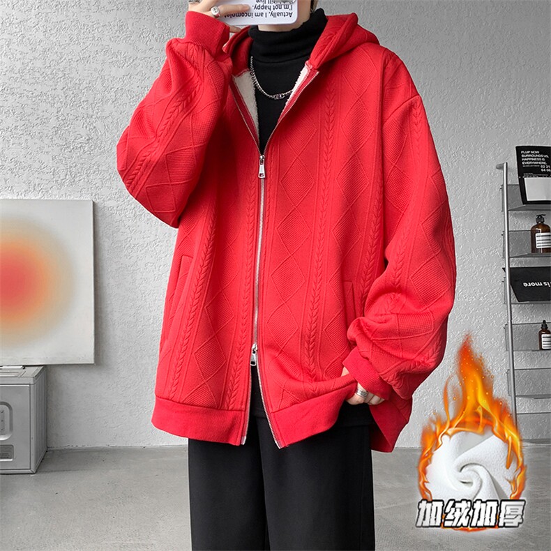 现货WY5528-P75特 大码中性超厚北极绒双拉链开衫外套图片