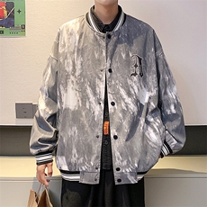 港风雾点棒球领百搭休闲宽松夹克外套男XZ214-8JK806P65，男装夹克，星座1204-3