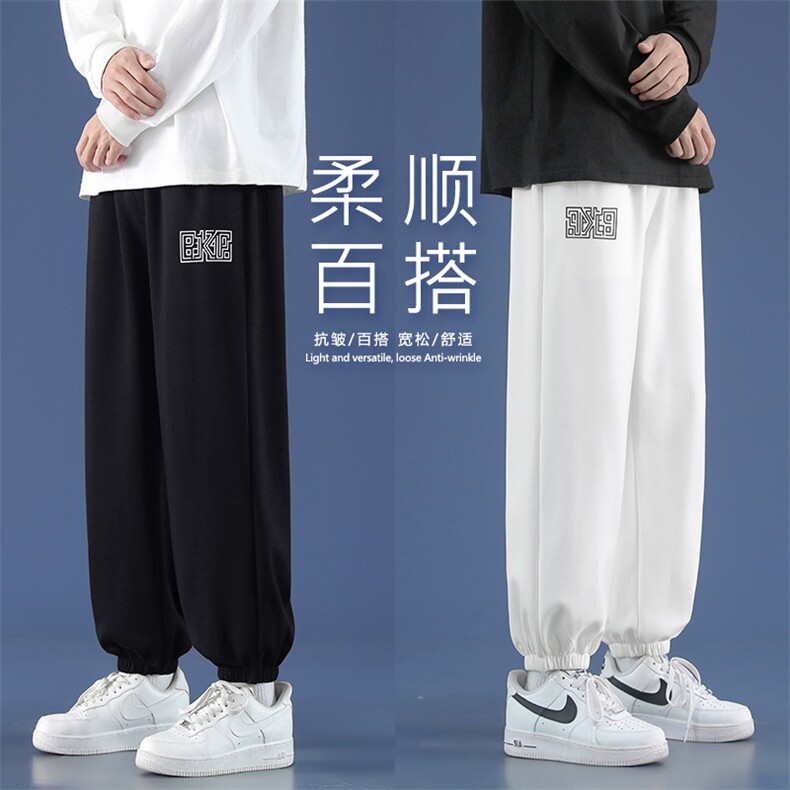 运动风2022休闲免烫抗皱百搭简约硅胶印花裤  WK603-特批24图片