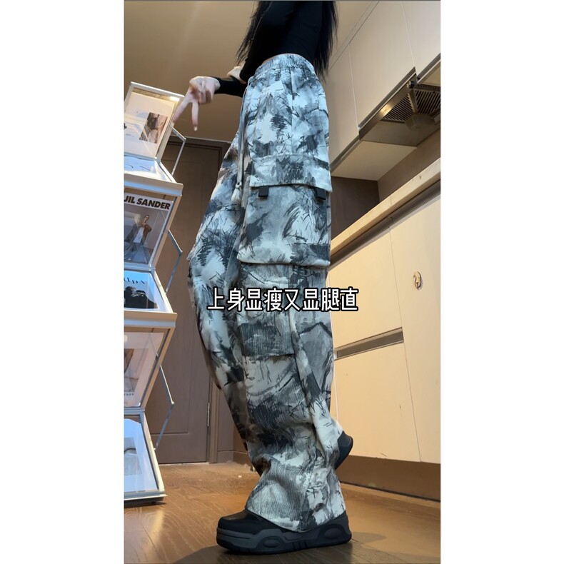 抖音品质秋季潮流扎染灯芯绒宽松休闲工装裤B315-K124-特p40控78,男装工装外套,电商B315