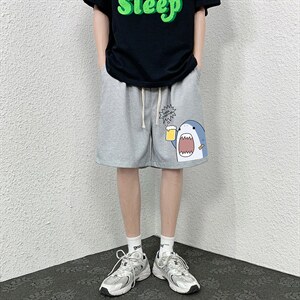 HD74137-P22 华夫格短裤男大码宽松五分裤男直筒中裤图片
