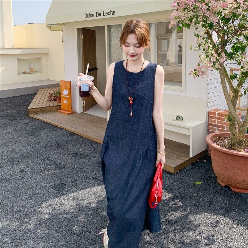 法式气质牛仔背心连衣裙女2025新款夏季氛围感甜美休闲高级感长裙图片