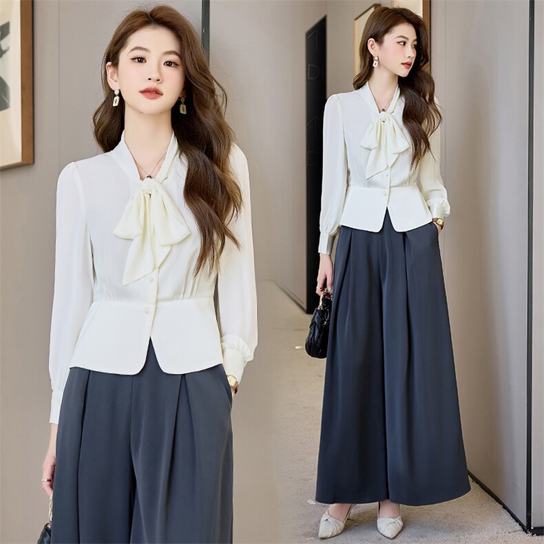 通勤女装高知穿搭高级感飘带上衣仿醋酸短款收腰衬衫女小个子小衫，女装套装/套裙，火爆靓佳人