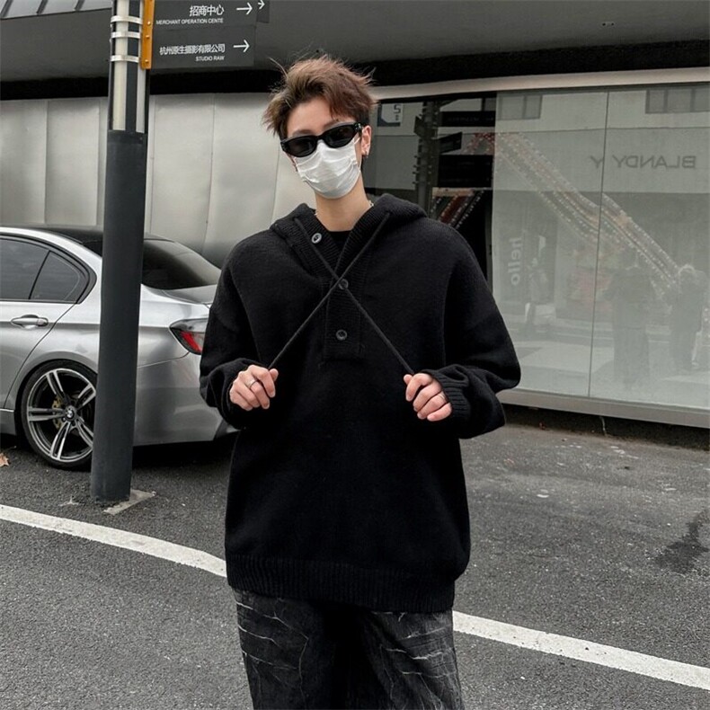 灰色美式复古亨利领毛衣男款冬季针织衫cleanfit外套Y663P55,男装针织衫/毛衣,星座1116-2