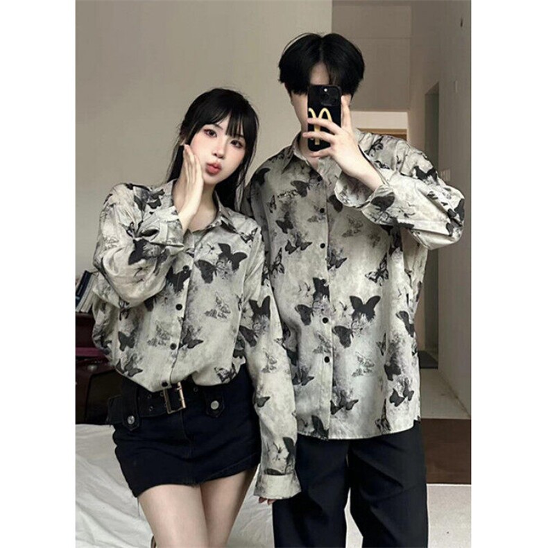 春夏季男女长袖衬衫花蝴蝶扎染防晒小众薄款开衫外套上衣C13,男装衬衫,星座1116A（原606A-3）