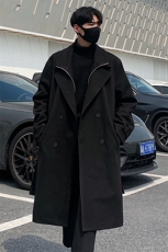 假两件中长款毛呢大衣男秋冬双排扣呢子风衣过膝外套-FY913特P95，男装风衣，电商B289