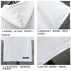 LD54202-P45连帽短袖t恤男大码胖子带帽五分袖中袖展架，男装T恤，电商A040A