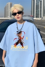 哪吒港风抖音直播宽松美式260克批28短袖220克纯棉T1825特P18，男装T恤，电商C408(原B339-1)