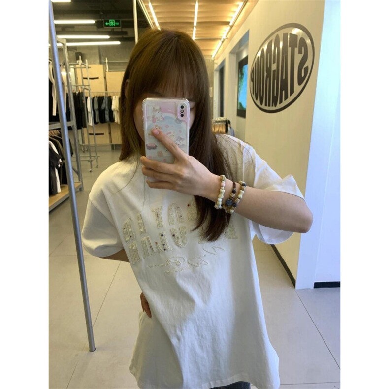 夏季新款港风宽松潮流百搭设计感全刺绣套头圆领短袖T恤ZX466-P33，男装T恤，星座313A(原308A-2)