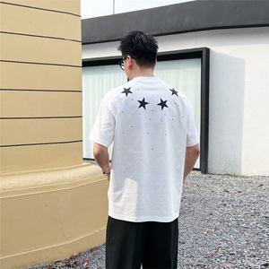 纯色网红小众轻奢男T恤短袖百搭无品牌夏季青少年抗菌落肩袖图片