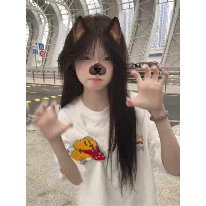 现货！！~BK913HH-特P36 心情小狗刺绣魔术贴短袖T恤男女图片