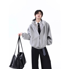25气质学生男大清爽少年感毛呢连帽短款卫衣毛呢大衣mj1084-p118，男装毛呢大衣，电商B288