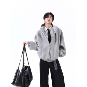 25气质学生男大清爽少年感毛呢连帽短款卫衣毛呢大衣mj1084-p118