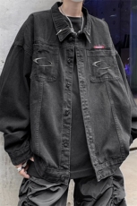 男装牛仔外套2026秋季几何绣标印花男生翻领夹克XZ514-2-N98-P88，男装工装外套，星座514-2(原B239)