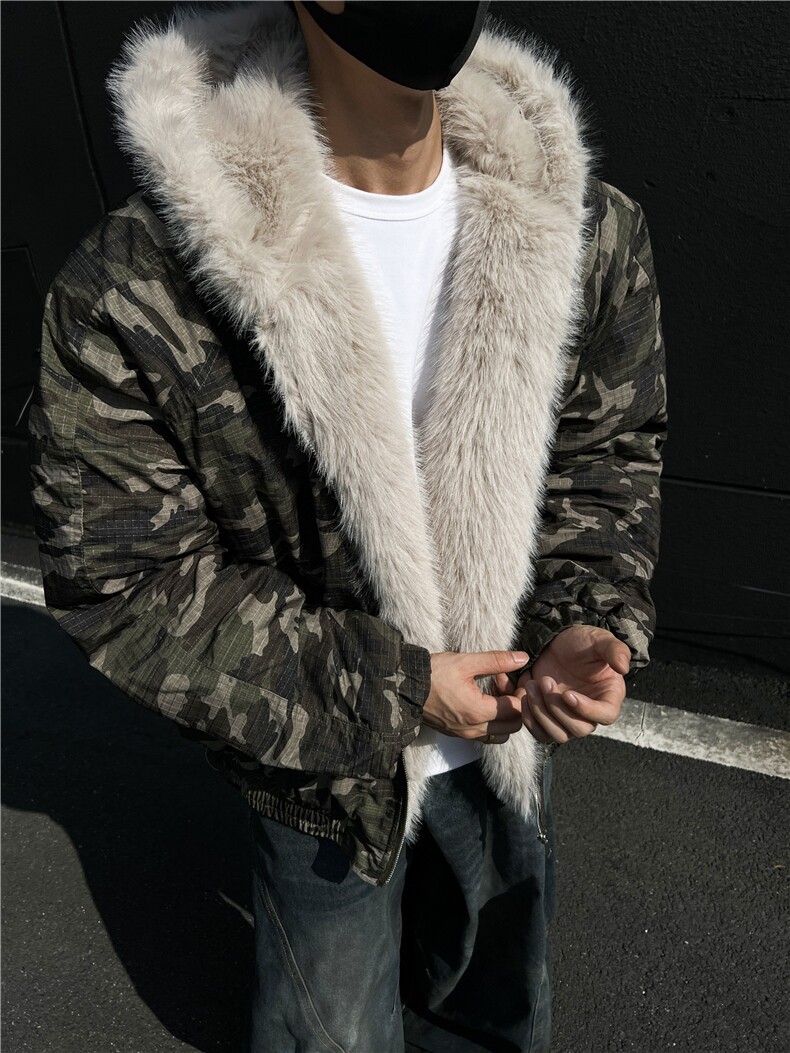 美式迷彩复古毛领棉服外套男连帽座山雕夹克棉服外套2310P115,男装夹克,星座506-1