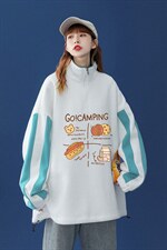 中性风2024秋季新品港风半拉链宽松卡通印花情侣卫衣B208p55控68，男装卫衣，A247A