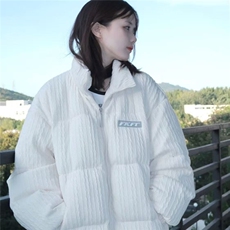 2025年冬季新款加厚字母立领面包服棉衣女学生韩版宽松棉服外套潮，男装棉衣，星座506A