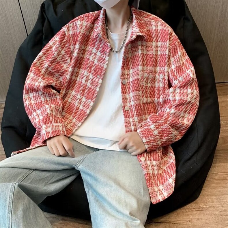 春秋新款男士复古燕尾小香风编织衬衫网红夹克外套男JK567/P52,男装夹克,星座506