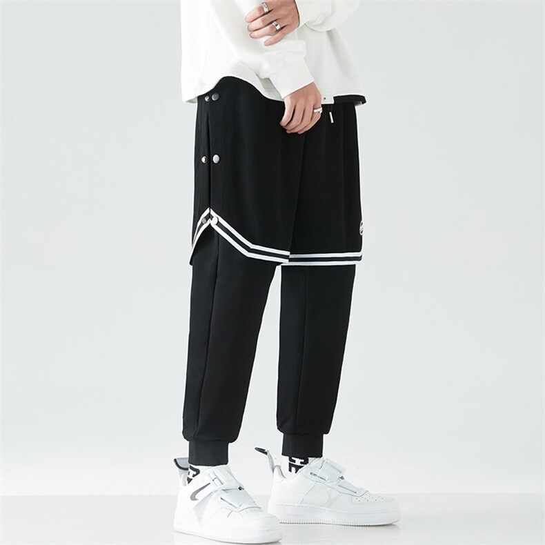 春季男士新款青少年酷霸假两件叠穿潮牌潮流修身休闲裤SK2118-P80,男装休闲裤,电商A128