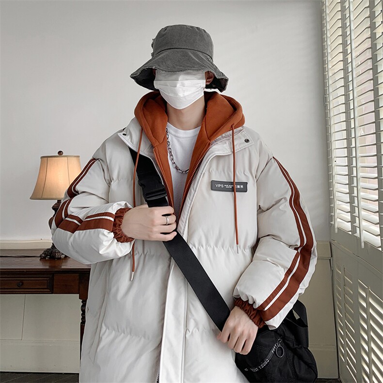 棉服男冬季新款港风宽松假两件连帽棉衣MF8587-特P78,男装棉衣,星座214-3