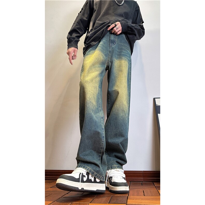 k1093-p45-控68M-5XL现货磨白渐变宽松cleanfit牛仔裤,男装牛仔裤,星座116