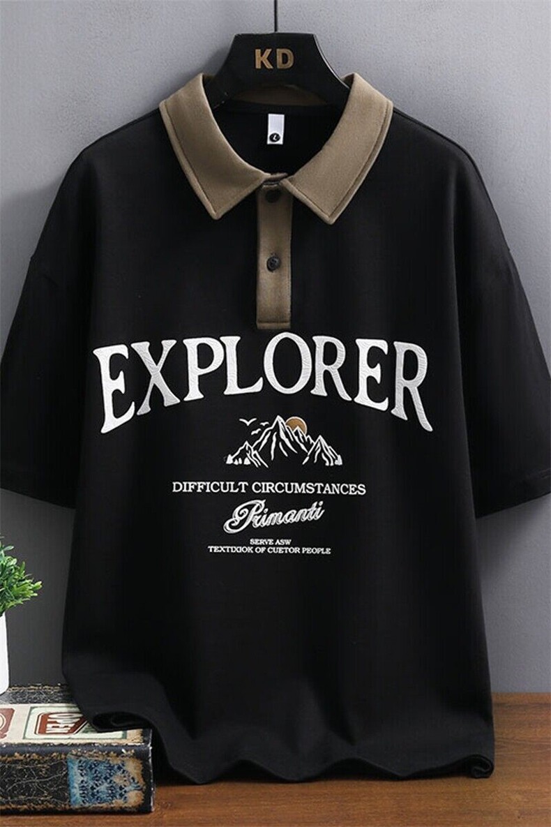 25063-P40夏季时尚休闲T恤男POLO衫港风宽松翻领短袖T恤撞色潮牌,男装Polo衫,电商D310B