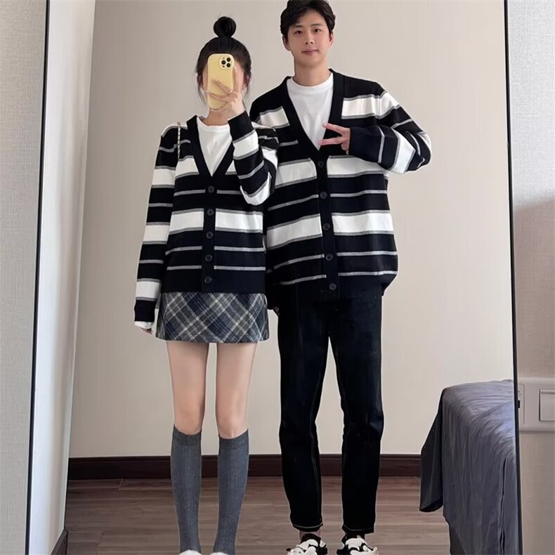 MM483-P52美式新款复古休闲慵懒风条纹开衫毛衣外套,男装针织衫/毛衣,星座617A-2