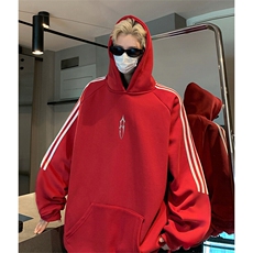 抖音得物供货提供视频秋冬重磅美式宽松织带连帽卫衣04209，男装卫衣，电商A486