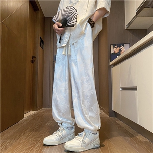抖音品质夏季风新中式缎面宽松休闲裤B315-K24113-特p35控68图片