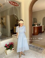 夏季盐缩连衣裙，女装连衣裙，6·9衣社