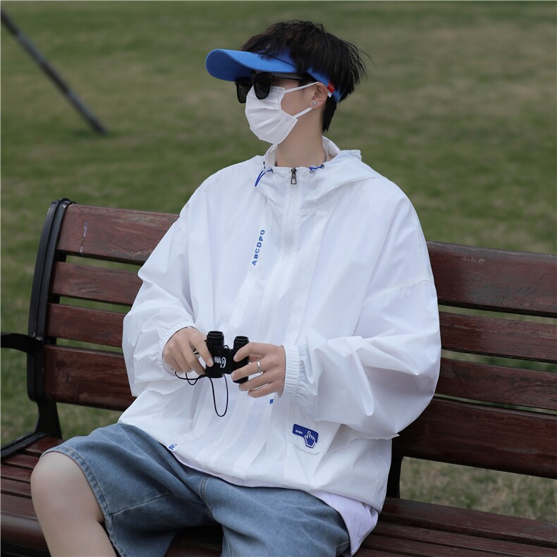 DF915-P45防晒衣外套男透气夏季薄款潮牌大码宽松连帽时尚防晒服，男装防晒衣，星座603-2