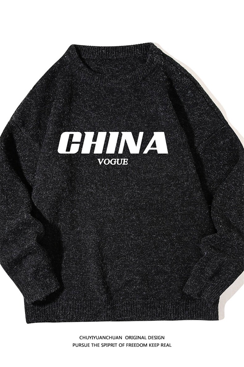 加厚加绒毛衣男大码毛线衣男针织衫M19001-P45加绒款-P65白底,男装针织衫/毛衣,电商A040A