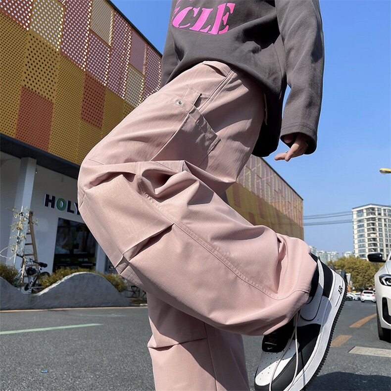 DK2812-P52；纯色裤子男秋季新款美式高街复古潮牌痞帅宽松阔腿,男装休闲裤,星座603-2