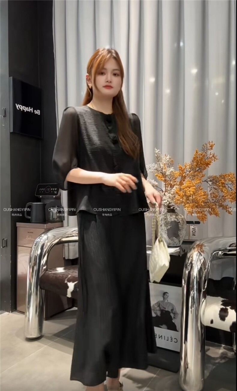 轻奢气质七分袖圆领小衫时尚百搭,女装衬衫,东正羊绒