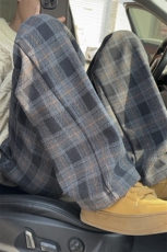 潮流宽松休闲裤小香风格子宽松复古加绒阔腿裤A161-CK003，男装休闲裤，电商A161