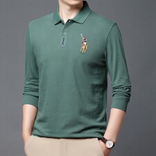 2023年新款男士长袖T恤POLO衫P45，男装Polo衫，电商D223-1