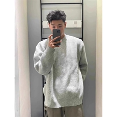 圆领毛衣男士纯色宽松外穿休闲针织衫D328-MM01-P45，男装针织衫/毛衣，电商D328