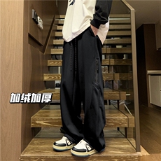 A749-特P45加绒加厚华棉卫裤弯刀运动裤保暖休闲裤2，男装休闲裤，电商B335