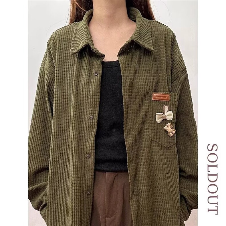 3038-P502026春秋日系复古宽松长袖衬衫女学院风休闲宽松衬衣,男装衬衫,电商B323A
