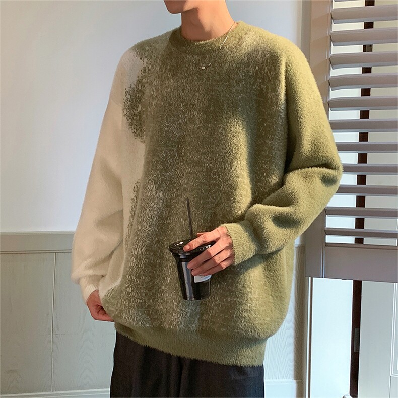 311B-1-CM-3959-P65控89港风貂毛水貂绒渐变提花春色大码针织毛衣,男装针织衫/毛衣,星座311B-1