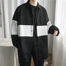 痞帅开衫外套盐系宽松潮牌学院风撞色针织情侣SY08-p45 加绒55图片