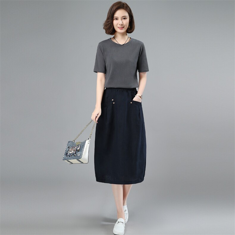 2026夏装新款亚麻棉高腰半身裙休闲百搭a字裙,女装半身裙,简韵佳
